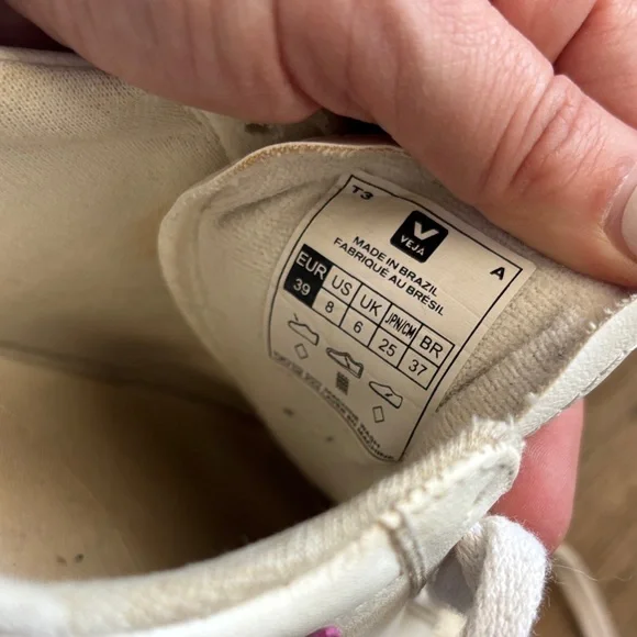 Veja Women's White Sneakers with Pink and Orange Accents - Picture 7 of 9